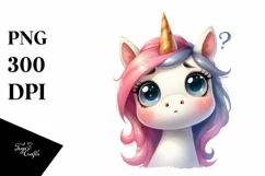 Expressive Unicorn with Big Eyes PNG Product Image 3