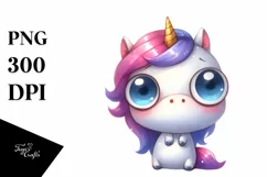 Expressive Unicorn with Big Eyes PNG Product Image 1