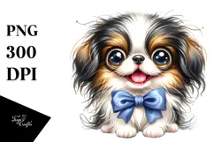 Cartoon Japanese Chin with Big Eyes, White Background Product Image 1