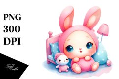 cute Baby Bunny with Bed PNG Product Image 1