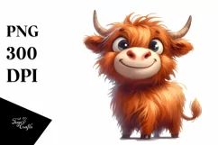 Highland Cow with Big Eyes, Funny Expressive PNG Product Image 3