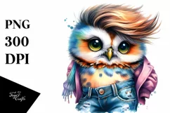 Revolted Baby Owl with Model Pose PNG Product Image 3