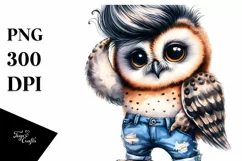 Revolted Baby Owl with Model Pose PNG Product Image 1