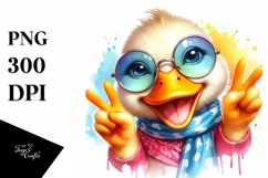 Duck Portrait Victory Sign Clipart Product Image 1