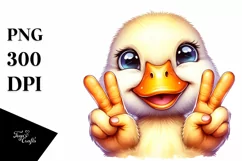 Duck Portrait Victory Sign Clipart Product Image 1