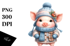 Watercolor Winter Baby Pig, Style Product Image 1
