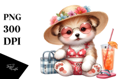 Cute Baby Dog with Beachwear, High-Res PNG Product Image 1