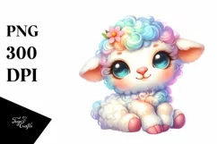 Colorful Baby Lamb Cuddling on Carousel | Sublimation | Product Image 1