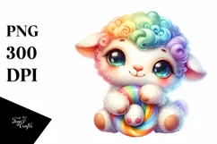 Colorful Baby Lamb Cuddling on Carousel | Sublimation | Product Image 3