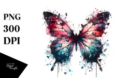 Grunge Butterfly Silhouettes, PNG Product Image 1