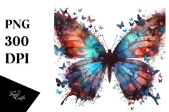 Grunge Butterfly Silhouettes, PNG Product Image 1