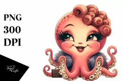 Octopus Portrait Vintage Diva Clipart Product Image 1