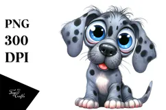 Cute Cartoon Great Dane with Big Eyes PNG Product Image 1