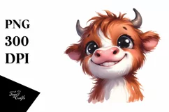 Expressive Baby Highland Cow PNG Product Image 1