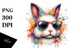 Colorful Rabbit with Sunglasses | Sublimation | Clipart Product Image 1