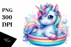 Colorful Baby Unicorn at the Pool Product Image 3