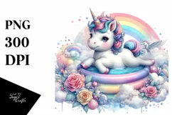 Baby Unicorn with Pool, Pastel PNG Product Image 3