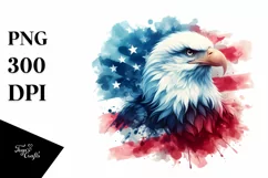Watercolor Patriotic Bald Eagle USA Flag | Sublimation Product Image 3