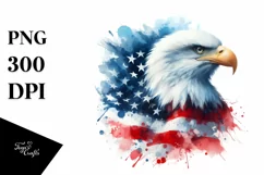 Watercolor Patriotic Bald Eagle USA Flag | Sublimation Product Image 1