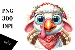Funny Turkey Lamb Bandana Clipart Product Image 1