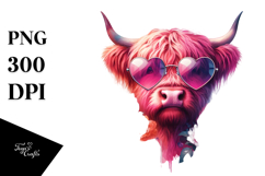 Pink Highland Cow, PNG Product Image 1
