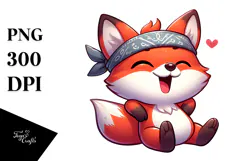 Exaggerated Cartoon Fox with Bandana PNG Product Image 1