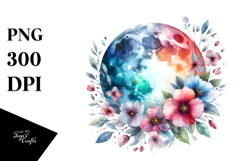 Abstract Moon with Flowers | Clipart Product Image 1