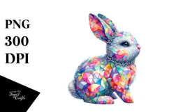 Colorful Bunny Made of Diamonds PNG Product Image 1