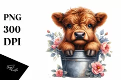 Cute Baby Cow from Bucket PNG Product Image 1