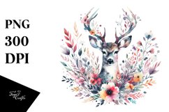 Colorful Floral Deer | Sublimation | Clipart Product Image 1