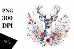 Colorful Floral Deer | Sublimation | Clipart Product Image 1