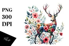 Colorful Floral Deer | Sublimation | Clipart Product Image 3