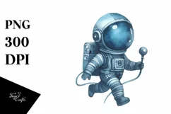 Blueish Vintage Astronaut Girl | Sublimation | Clipart Product Image 1