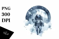 Blueish Vintage Astronaut Girl | Sublimation | Clipart Product Image 3
