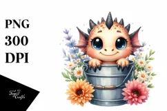 Cute Baby Dragon from Bucket PNG Product Image 1