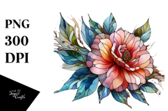 Abstract Stained Camellia PNG Product Image 1