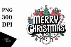 Merry Christmas Retro Illustration PNG Sublimation Product Image 5
