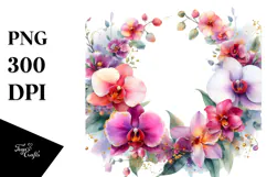 Vibrant Orchid Floral Frame PNG Product Image 1