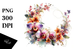 Vibrant Orchid Floral Frame PNG Product Image 1