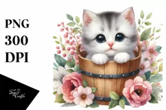 Cute Baby Cat Watercolor PNG Product Image 3