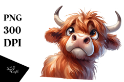 Funny Expressive Cow with Big Eyes PNG Product Image 1