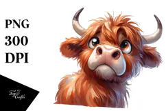 Funny Expressive Cow with Big Eyes PNG Product Image 1