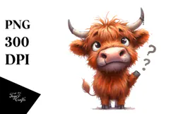 Funny Expressive Cow with Big Eyes PNG Product Image 1