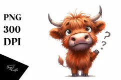 Funny Expressive Cow with Big Eyes PNG Product Image 1