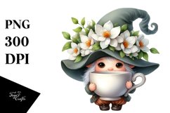 Cute Baby Gnome with Jasmine PNG Product Image 1
