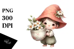 Cute Baby Gnome with Big Jasmine PNG Product Image 1