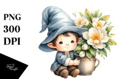 Cute Baby Gnome with Jasmine PNG Product Image 1