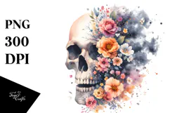 Skull Made of Spring Flowers PNG Product Image 1