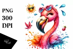 Whimsical Funny Flamingo Smiling | Clipart Product Image 3