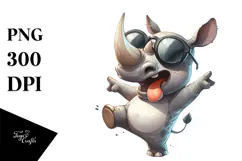 Whimsical Cartoon Rhino, PNG Product Image 1